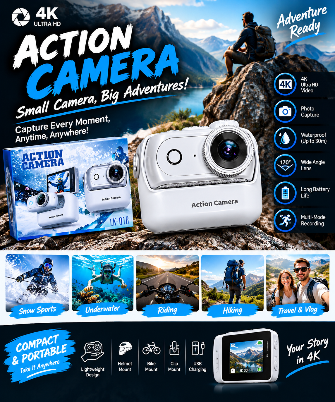 LK-018 Action Camera – HD Sports & Adventure Camera