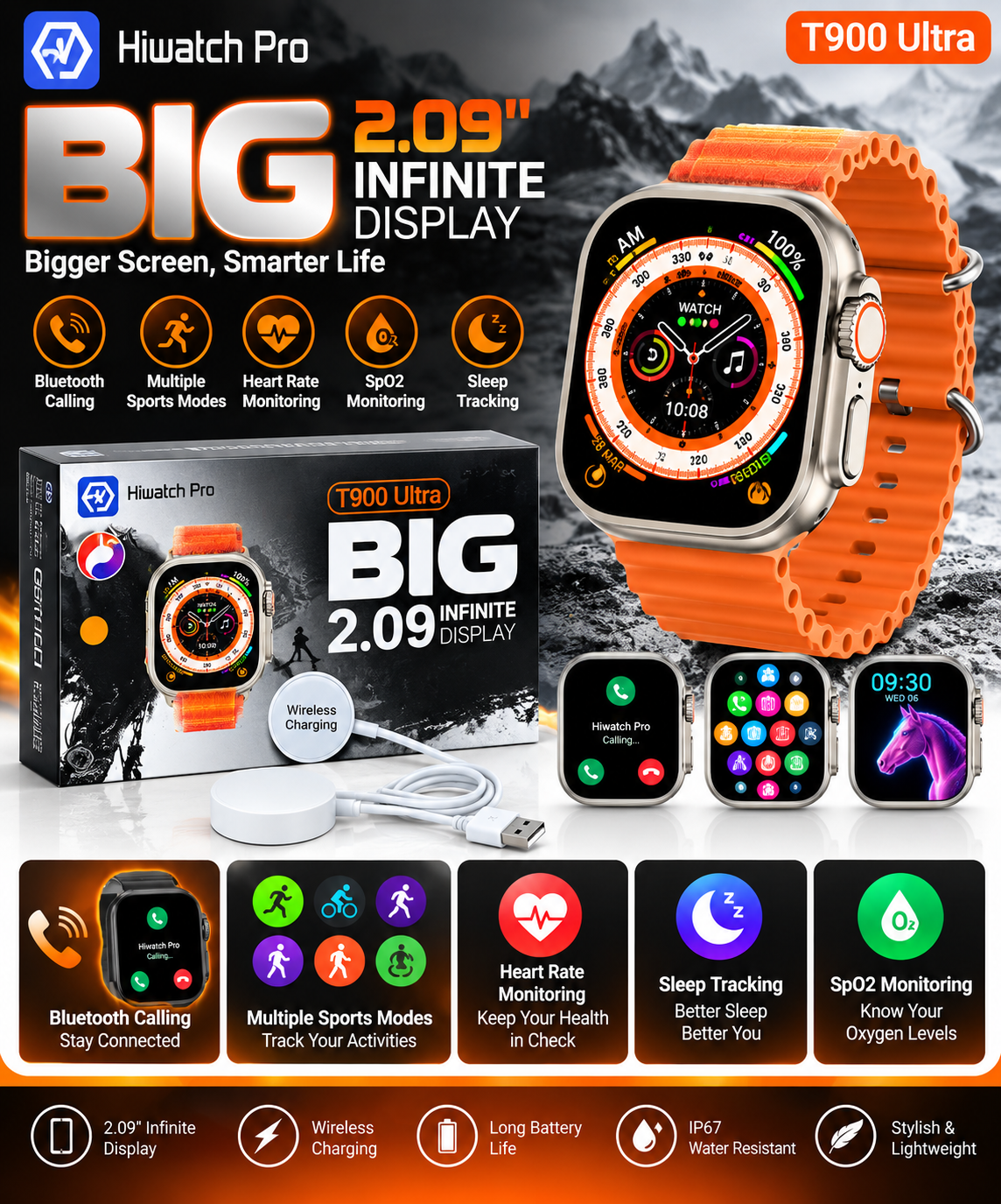 Hiwatch Pro T900 Ultra Smart Watch – 2.09″ Big Display