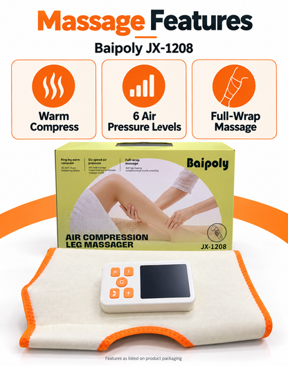 Product Title Baipoly JX-1208 Air Compression Leg Massager – Full-Wrap Leg Recovery & Warm Compress Machine