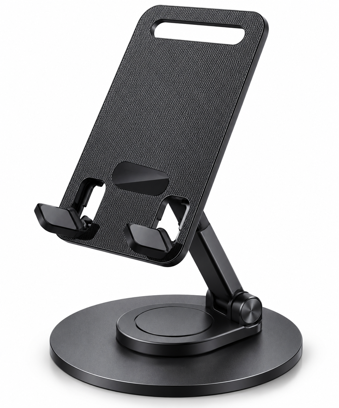 JMR3146 Foldable Desktop Mobile Stand with 360° Rotating Base – Black