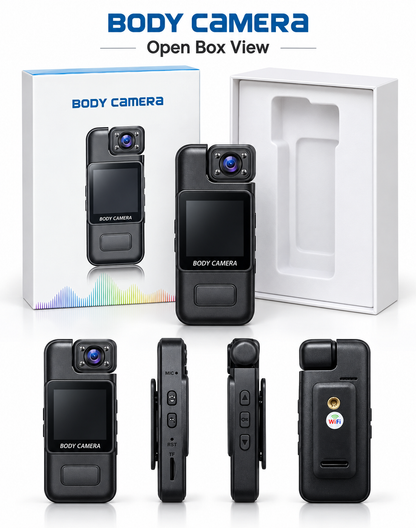 Compact HD Body Camera with 1.4-Inch Display, Clip-On Design, Night Vision & WiFi