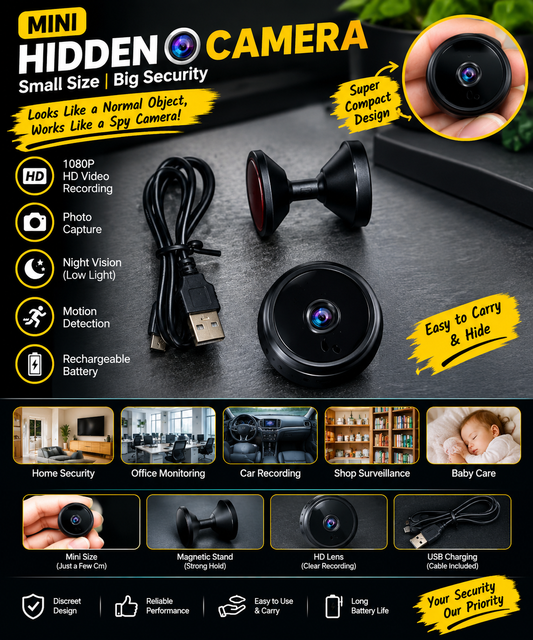 Mini Hidden Camera with Magnetic Stand – HD 1080P