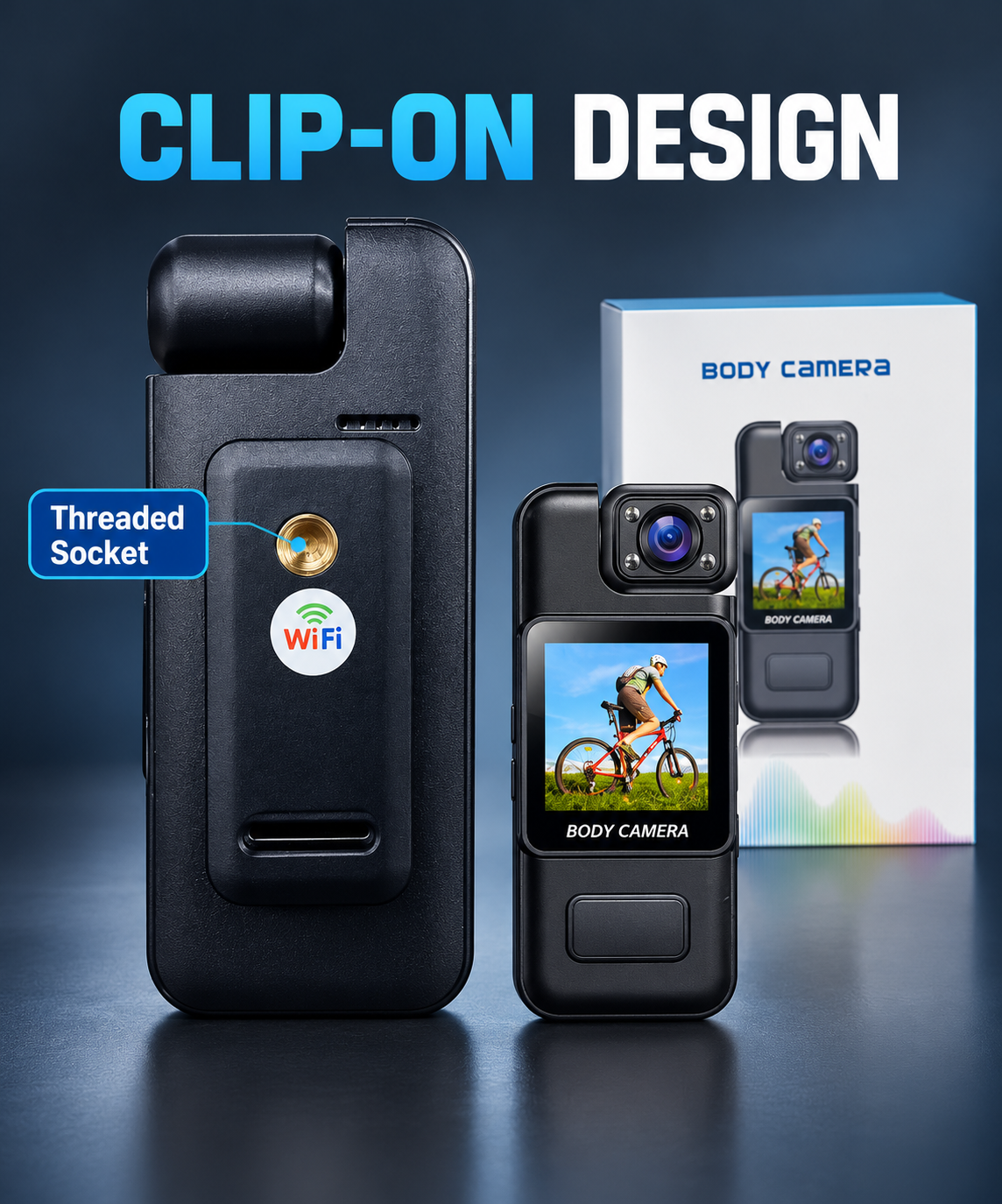 Compact HD Body Camera with 1.4-Inch Display, Clip-On Design, Night Vision & WiFi