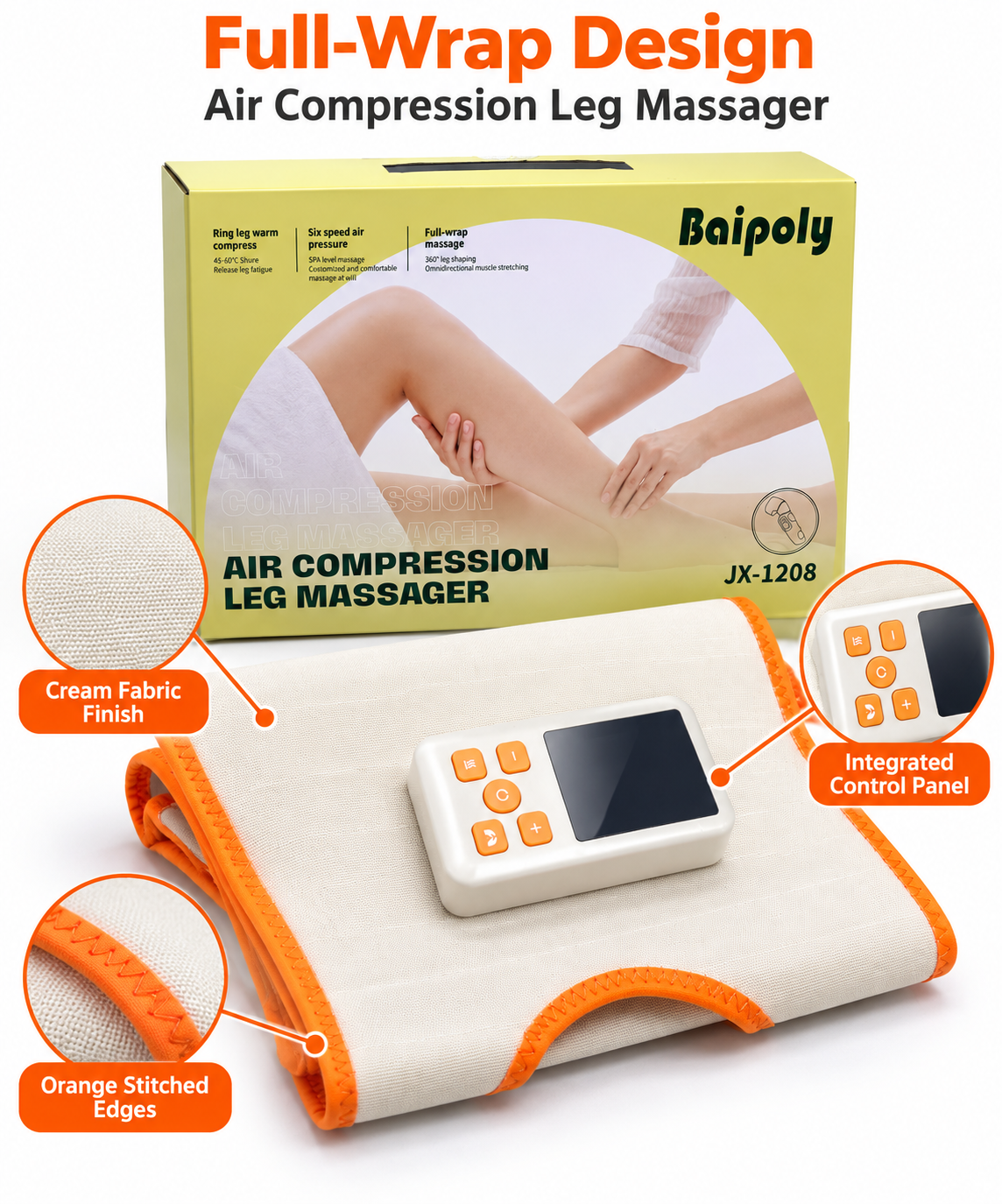 Product Title Baipoly JX-1208 Air Compression Leg Massager – Full-Wrap Leg Recovery & Warm Compress Machine