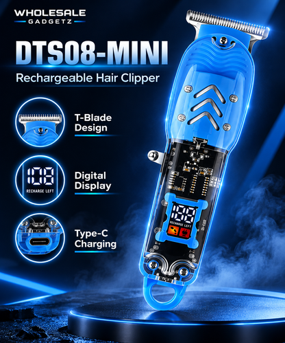 DTS08-MINI Rechargeable Hair & Beard Trimmer with Digital Display – Blue