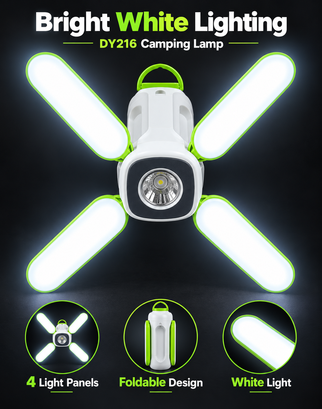 Multi-Functional Foldable Camping Lamp (Model DY216) – Type-C Rechargeable Portable Outdoor Ligh