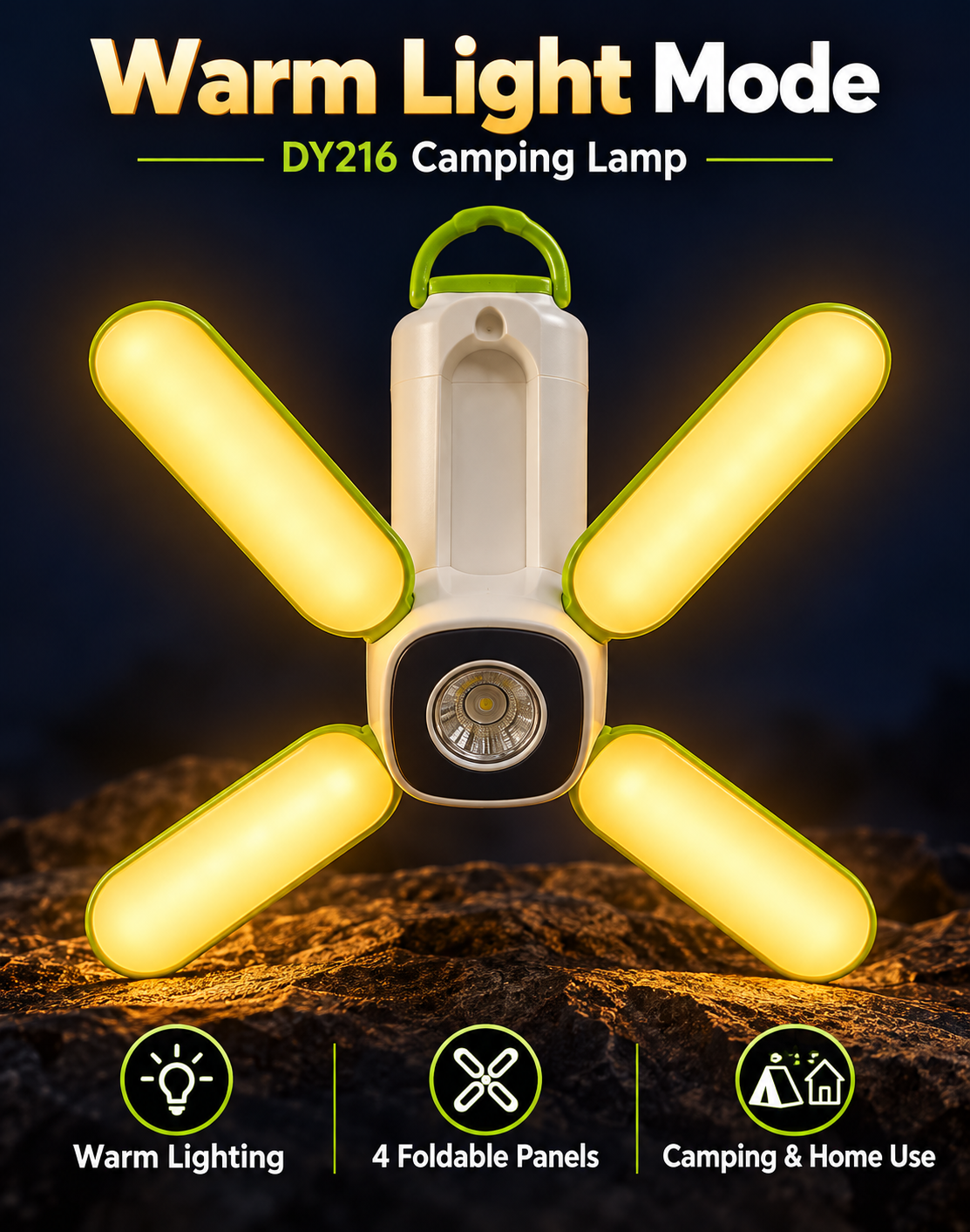 Multi-Functional Foldable Camping Lamp (Model DY216) – Type-C Rechargeable Portable Outdoor Ligh