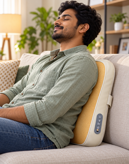 MDHL MD-KD05 Rechargeable Massage Cushion with Heat | Neck & Back Massager – Beige