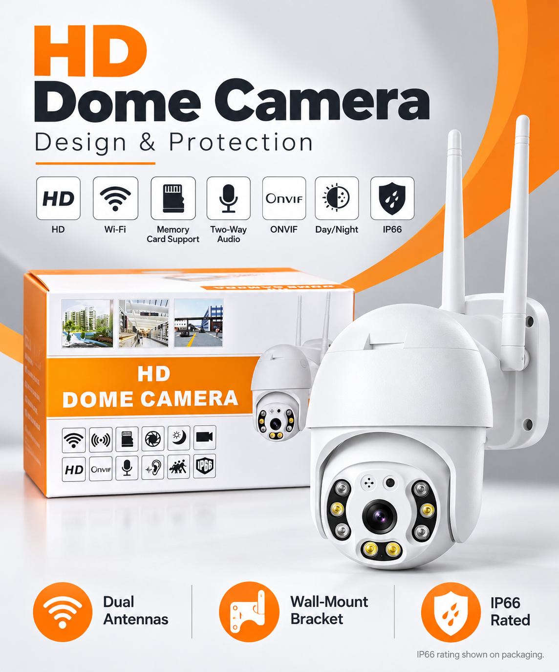 HD WiFi Smart Dome Security Camera with Two-Way Audio & Night Vision