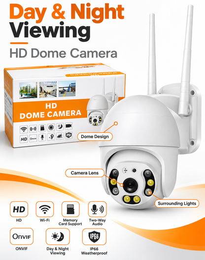 HD WiFi Smart Dome Security Camera with Two-Way Audio & Night Vision