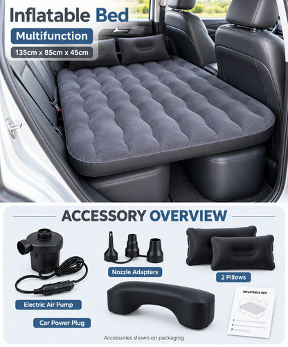 Inflatable Car Air Bed Set with Air Pump & Pillows for Travel, Camping & Road Trips
