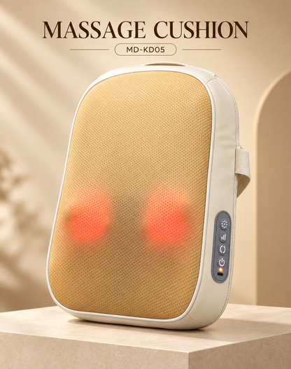 MDHL MD-KD05 Rechargeable Massage Cushion with Heat | Neck & Back Massager – Beige