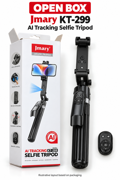 Jmary KT-299 AI Tracking Selfie Stick Tripod with Remote Control – 183 cm