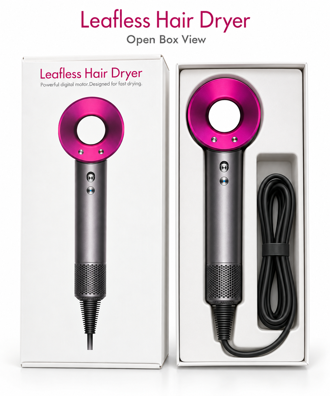 Leafless Hair Dryer – Digital Motor, Graphite & Magenta