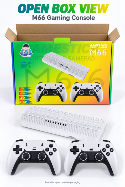 M66 GameStick TV Gaming Console with Dual Controllers – White