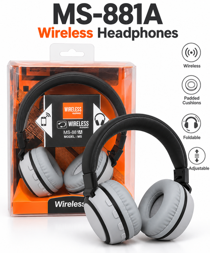 MS-881A Wireless Headphones – Foldable Design with Padded Ear Cushions