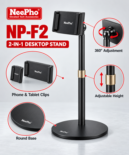NeePho NP-F2 2-in-1 Adjustable Desktop Mobile & Tablet Stand