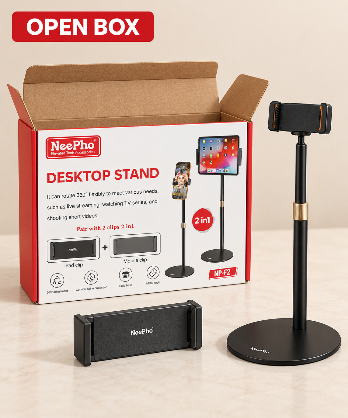 NeePho NP-F2 2-in-1 Adjustable Desktop Mobile & Tablet Stand