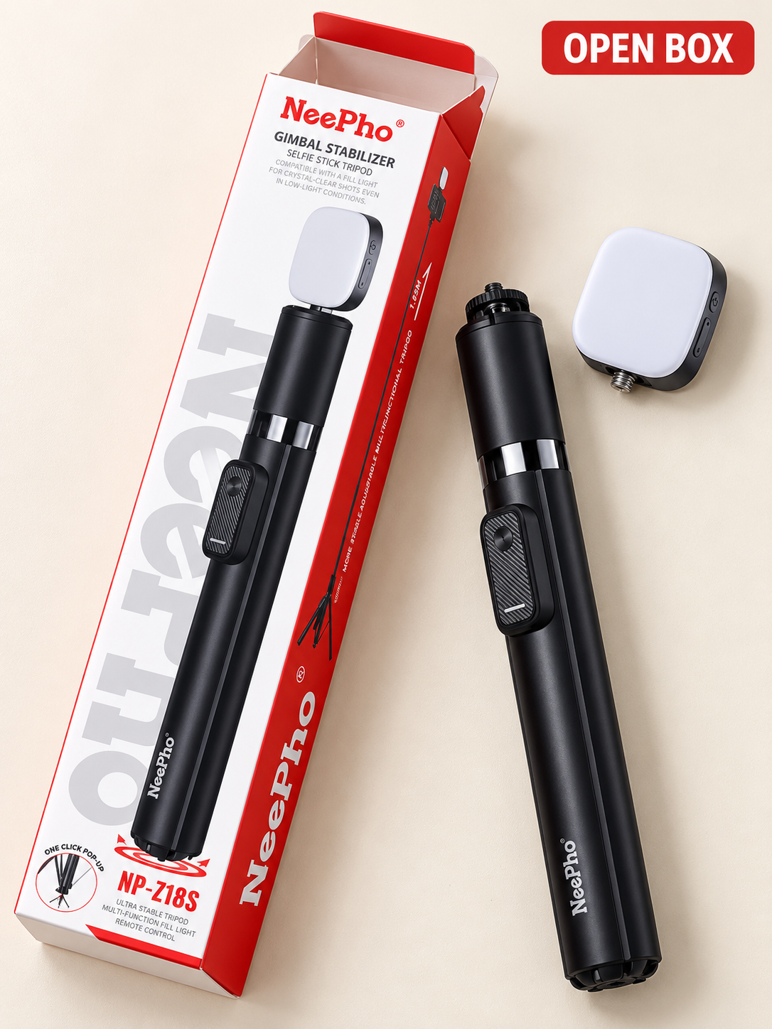 NeePho NP-Z18S Selfie Stick & Tripod with Detachable Fill Light and Wireless Remote