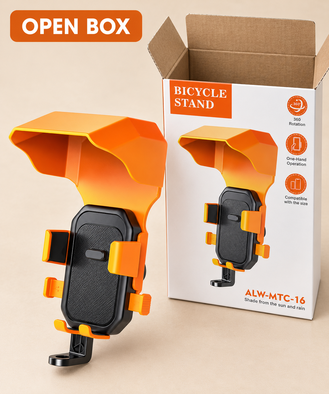 ALW-MTC-16 Bicycle Mobile Holder with Sun & Rain Shade – Orange