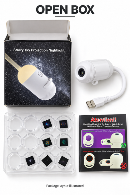 USB Starry Sky Projection Nightlight with Adjustable Focus & Flexible Neck