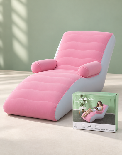 Single Seater Inflatable Lounger Sofa with Armrests | Portable Reclining Air Chair