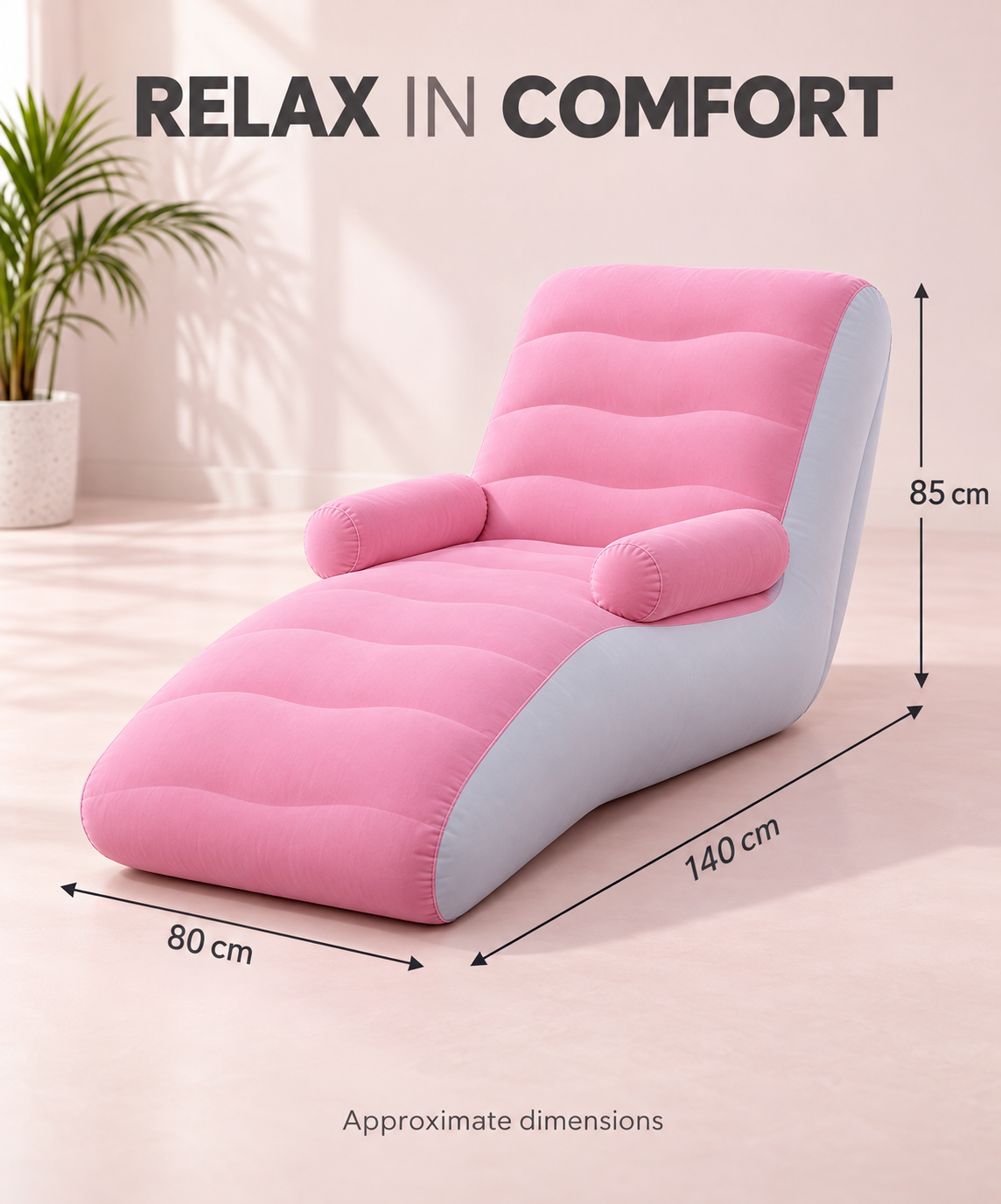 Single Seater Inflatable Lounger Sofa with Armrests | Portable Reclining Air Chair