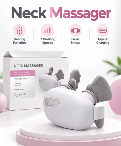 Smart Cordless Electric Neck Massager with Heat Therapy & 3 Speed Settings