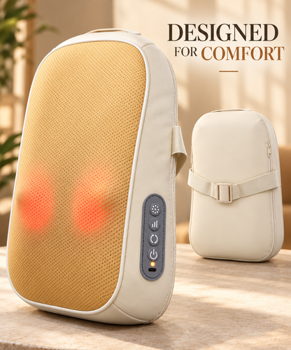 MDHL MD-KD05 Rechargeable Massage Cushion with Heat | Neck & Back Massager – Beige