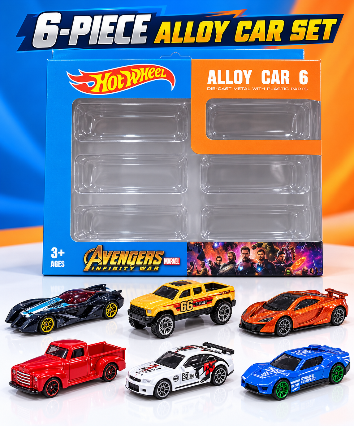 Hot Wheel 6-Piece Alloy Toy Car Set | Mini Racing Cars & Pickup Trucks ...