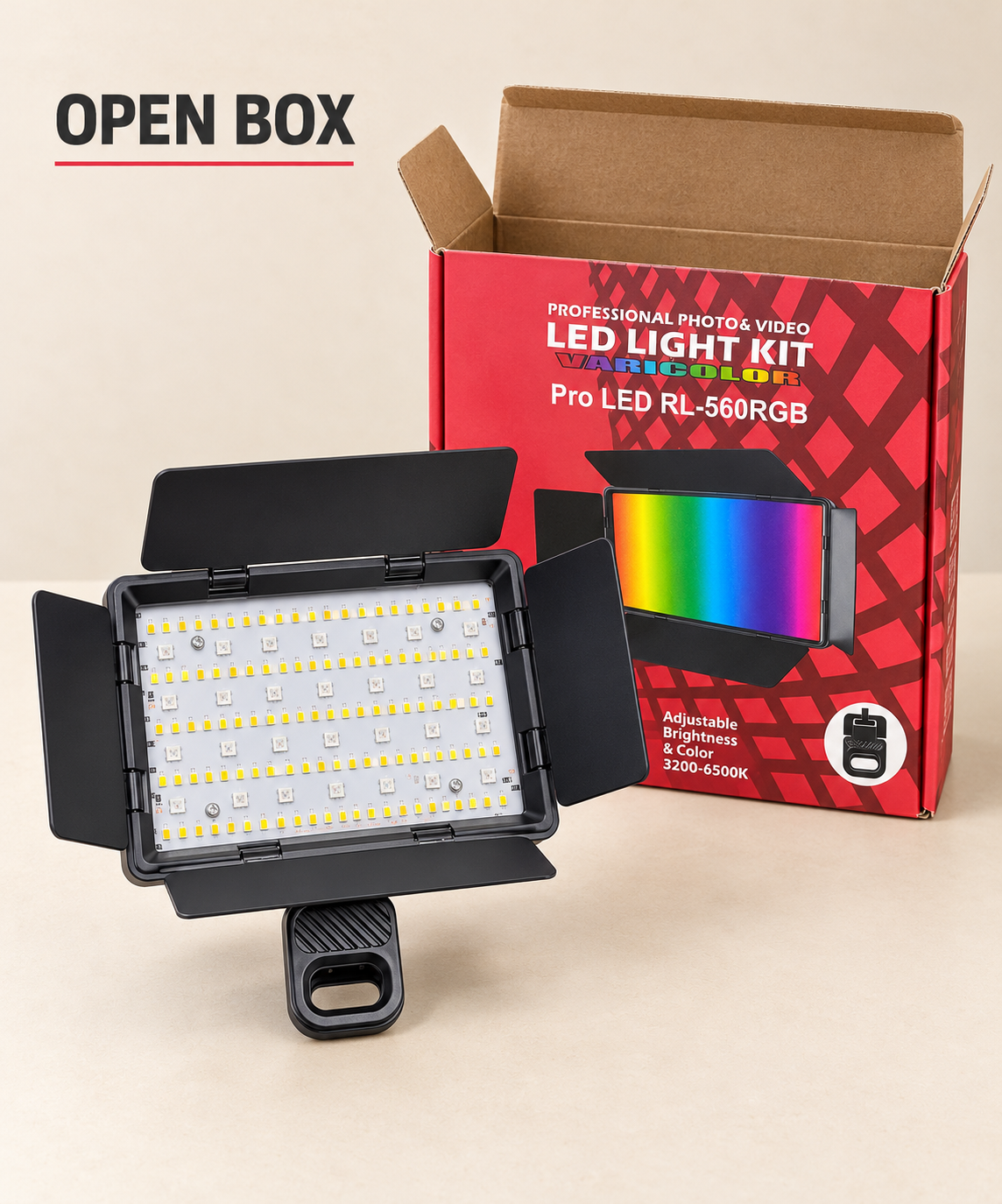 Pro LED RL-560RGB Photo & Video LED Panel Light with Barn Doors