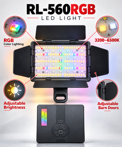Pro LED RL-560RGB Photo & Video LED Panel Light with Barn Doors
