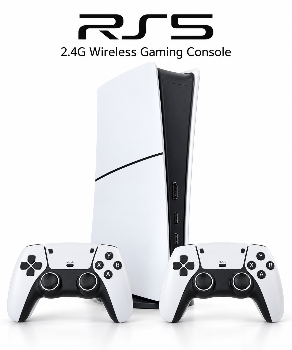 RS5 Retro TV Gaming Console with Dual 2.4G Wireless Controllers – White & Black