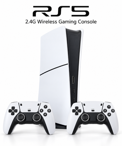 RS5 Retro TV Gaming Console with Dual 2.4G Wireless Controllers – White & Black