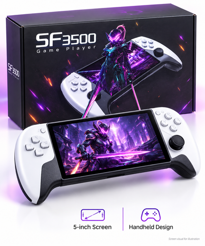 SF3500 Handheld Game Player – 5-Inch Screen, White & Black