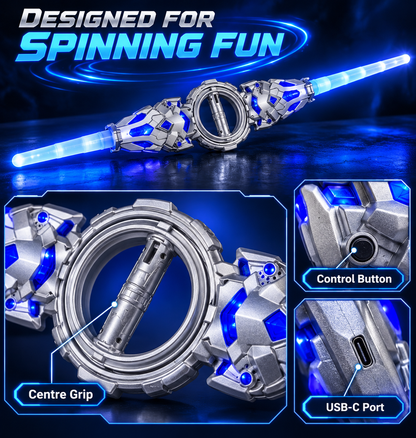 Rechargeable Double-Headed Spinning LED Toy Sword with 24-Colour Lights & Sound Effects – 138 cm