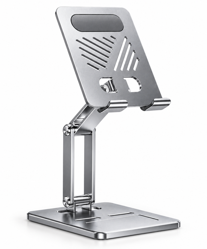 Z08 Foldable Metal Mobile & Tablet Stand – Adjustable Desktop Holder (Silver