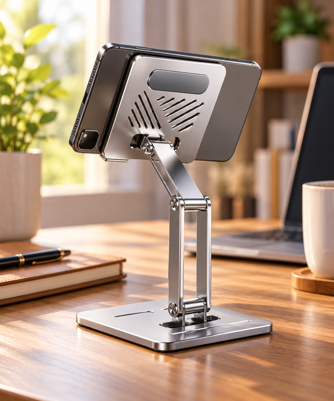 Z08 Foldable Metal Mobile & Tablet Stand – Adjustable Desktop Holder (Silver