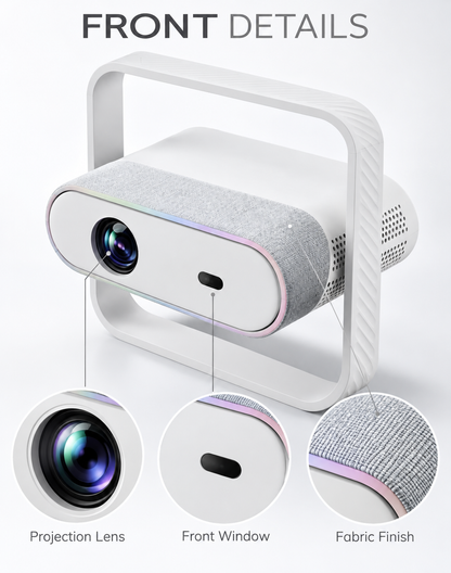 Modern Minimalist Smart LED Projector with 360-Degree Rotating Stand & Ambient Light Trim