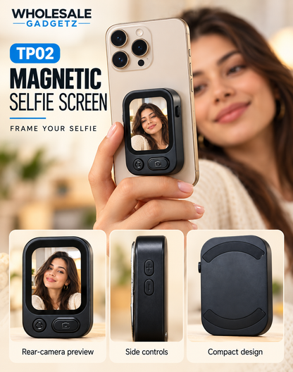 TP02 Magnetic Selfie Screen for Smartphone Rear Camera – Black