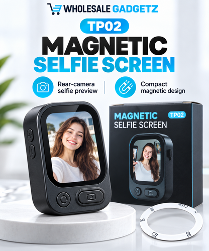 TP02 Magnetic Selfie Screen for Smartphone Rear Camera – Black