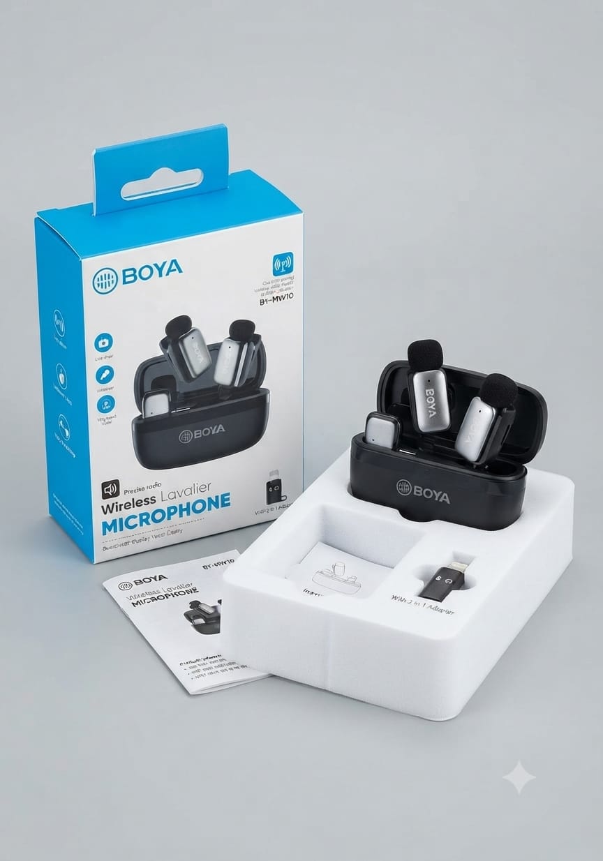 BOYA BY-MW10 2-in-1 Dual Wireless Lavalier Microphone System with Charging Case