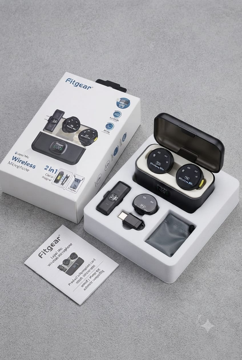 Fitgear Lapel Mic Wireless Microphone 2 in 1