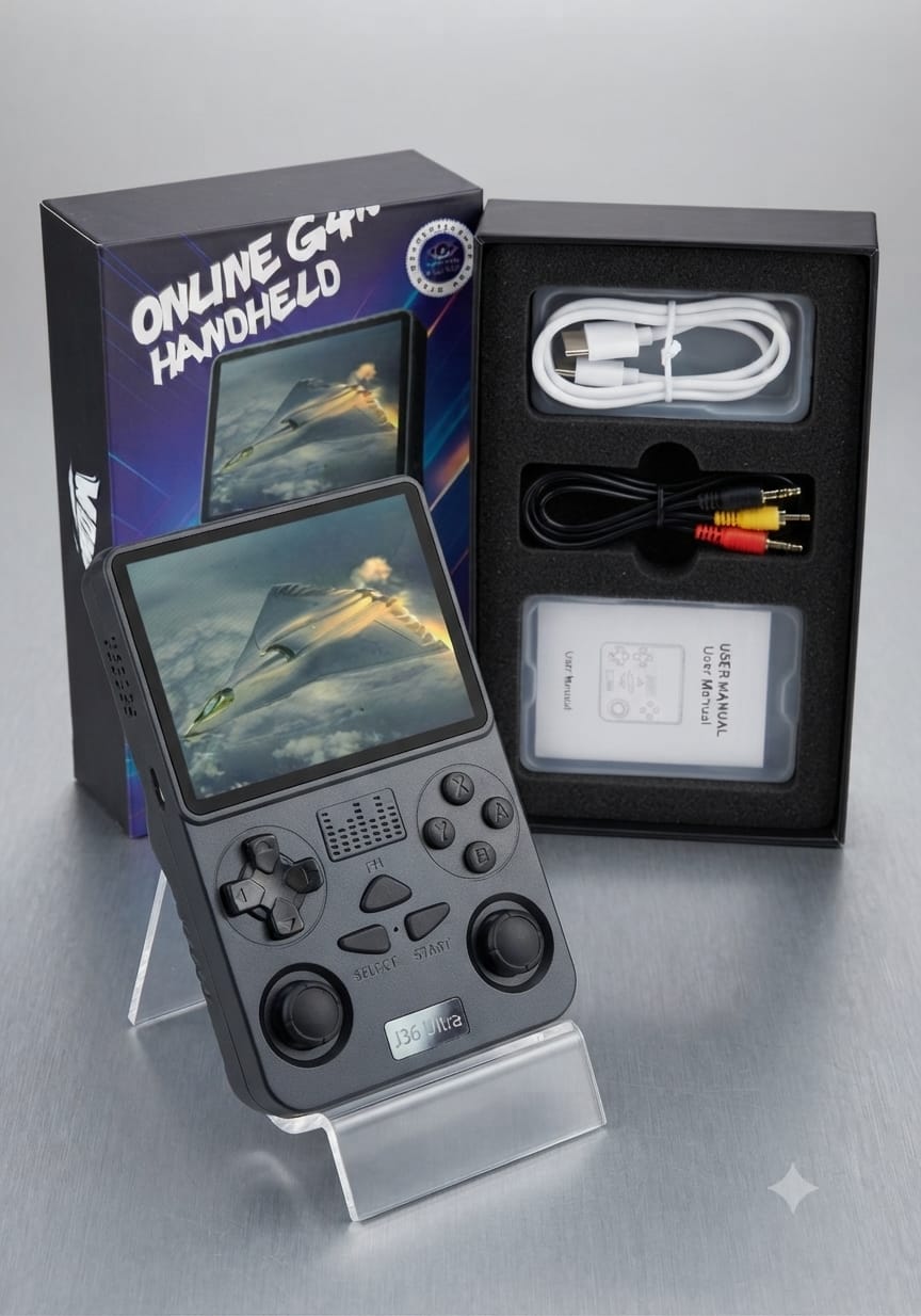 J36ultra Open-source Handheld Android Wi-Fi Connected Battle Game Console, 3000mAh Battery Built-in 20000+ Games