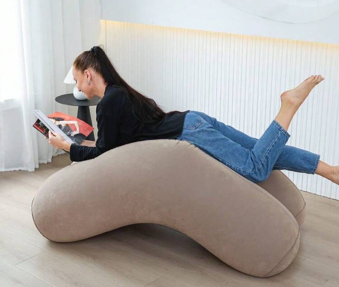 Ergonomic Curved Inflatable Lounge Chair – S-Shaped Body Support Cushion Lounge Sofa