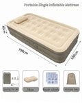 Portable Single Inflatable Air Mattress – Elevated Blow-Up Guest Bed with Electric Pump & Pillow