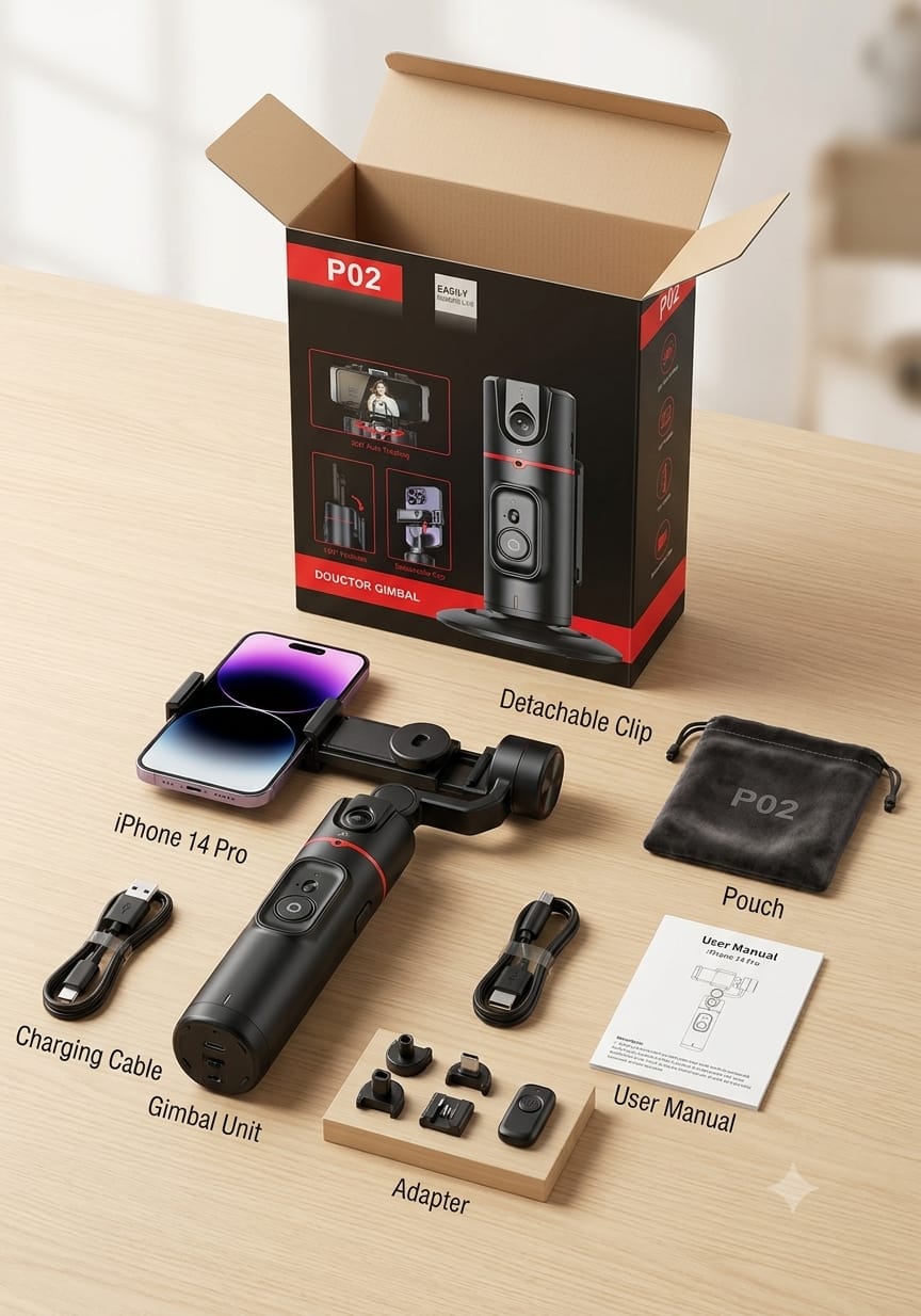 P02 AI Auto Face Tracking Smart Gimbal Stabilizer