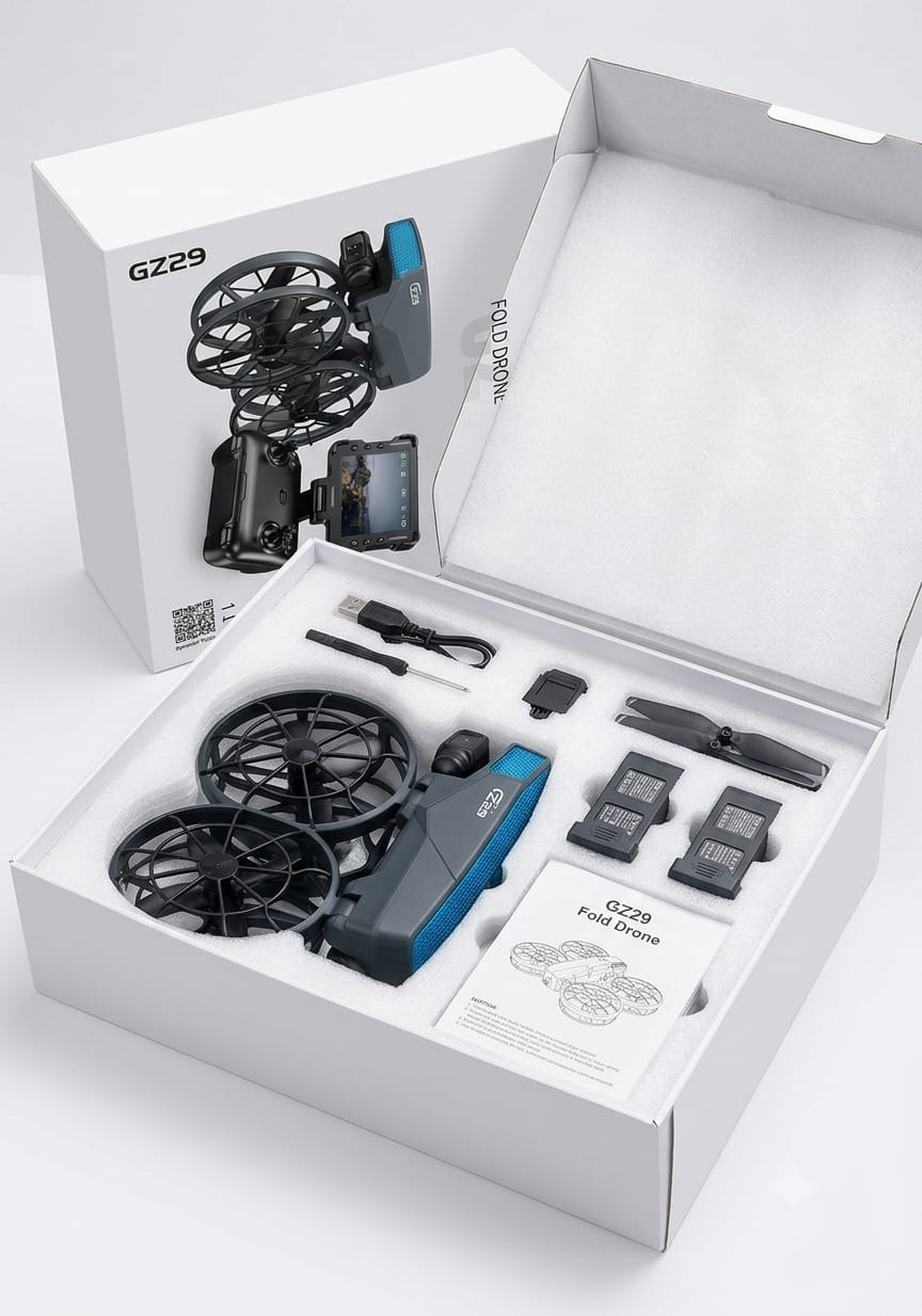 GZ29 Foldable Safety Drone Kit with Screen Controller & Guarded Propellers