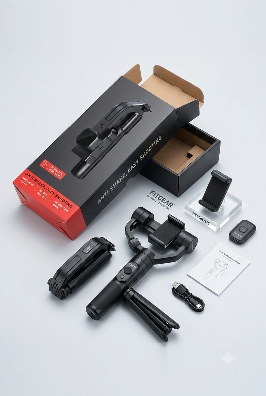 Q08 1-Axis Handheld Gimbal Stabilizer & Selfie Stick Tripod Combo