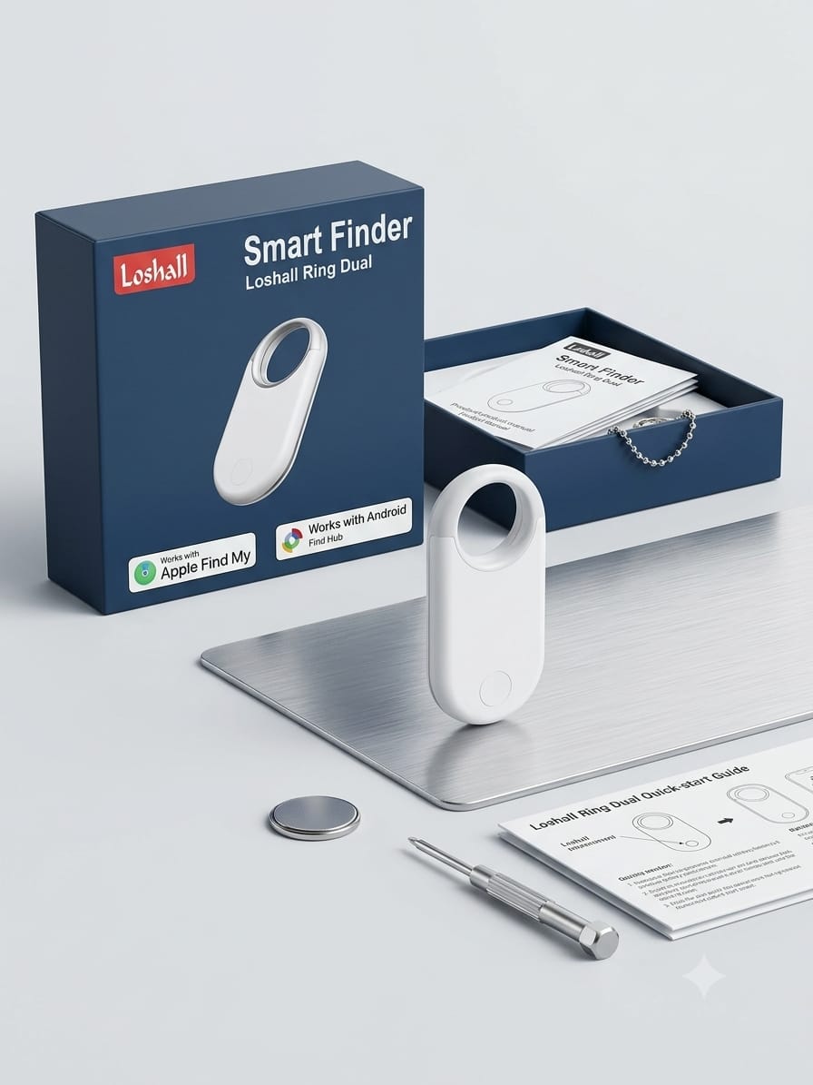 Loshall Ring Dual Smart Finder – Universal Bluetooth Item Tracker for Apple Find My & Android Find Hub